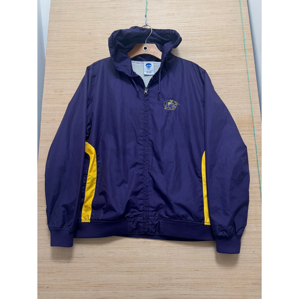 NCAA Purple Yellow Windbreaker Jacket‎ Hooded Full Zip M Mens
